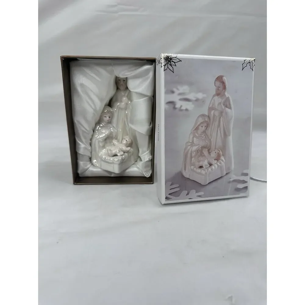 Pier 1 Nativity Figurine Holy Family Iridescent Porcelain Ceramic 4